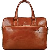 Time Resistance Leather Briefcase - Italian Handmade Leather Laptop Bag - Briefcase for Men and Women - Computer Bag