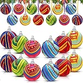 Halloscume 24 Pcs Mexican Ball Ornaments 1.97 Inch Mexican Ball Hanging Decorations Holiday Colorful Hanging Ornament for Xmas Party Supplies