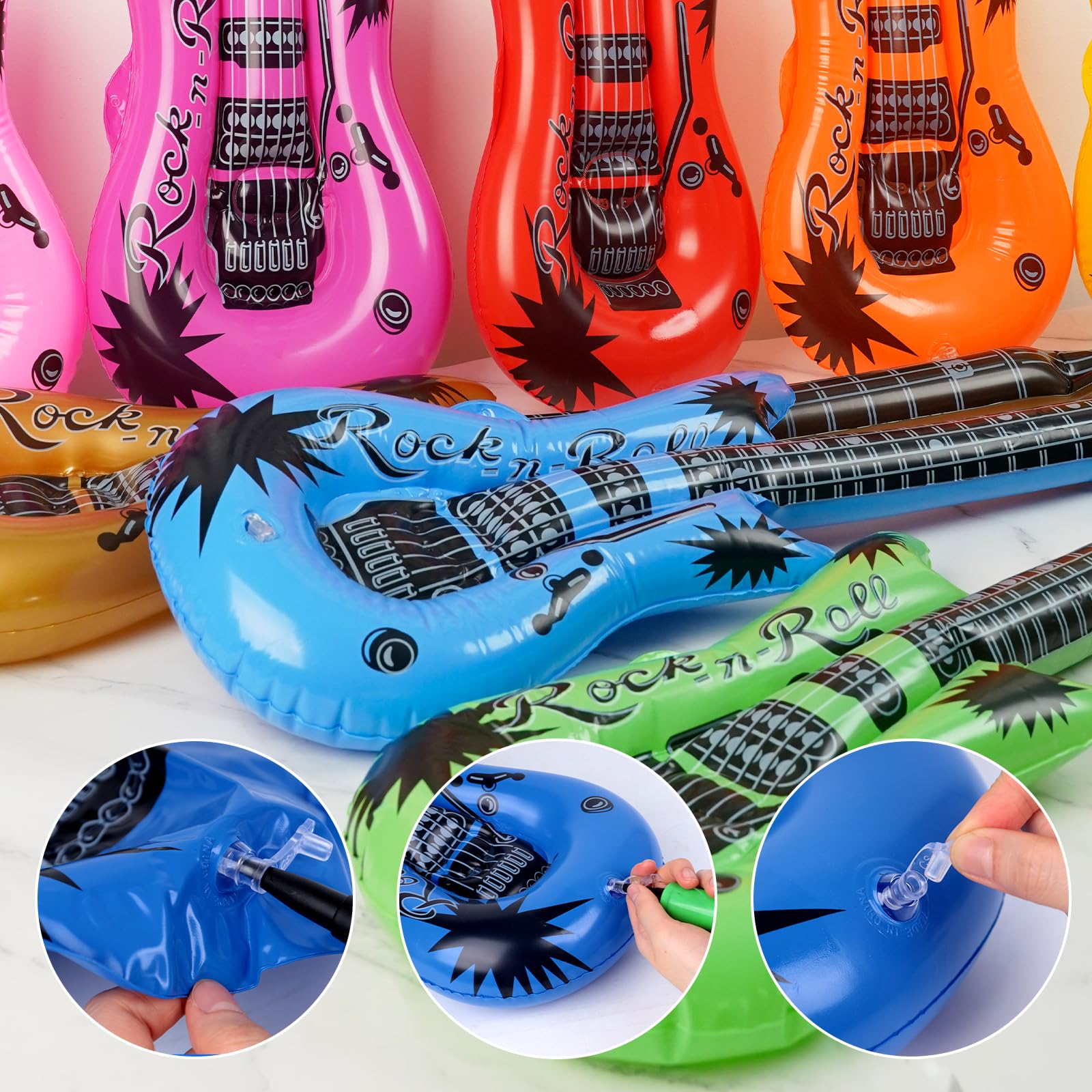 FUTUREPLUSX 18PCS Inflatable Rock Star Toy Set, Inflatable Party Props Musical Instruments for Kids Birthday 80s Party Props
