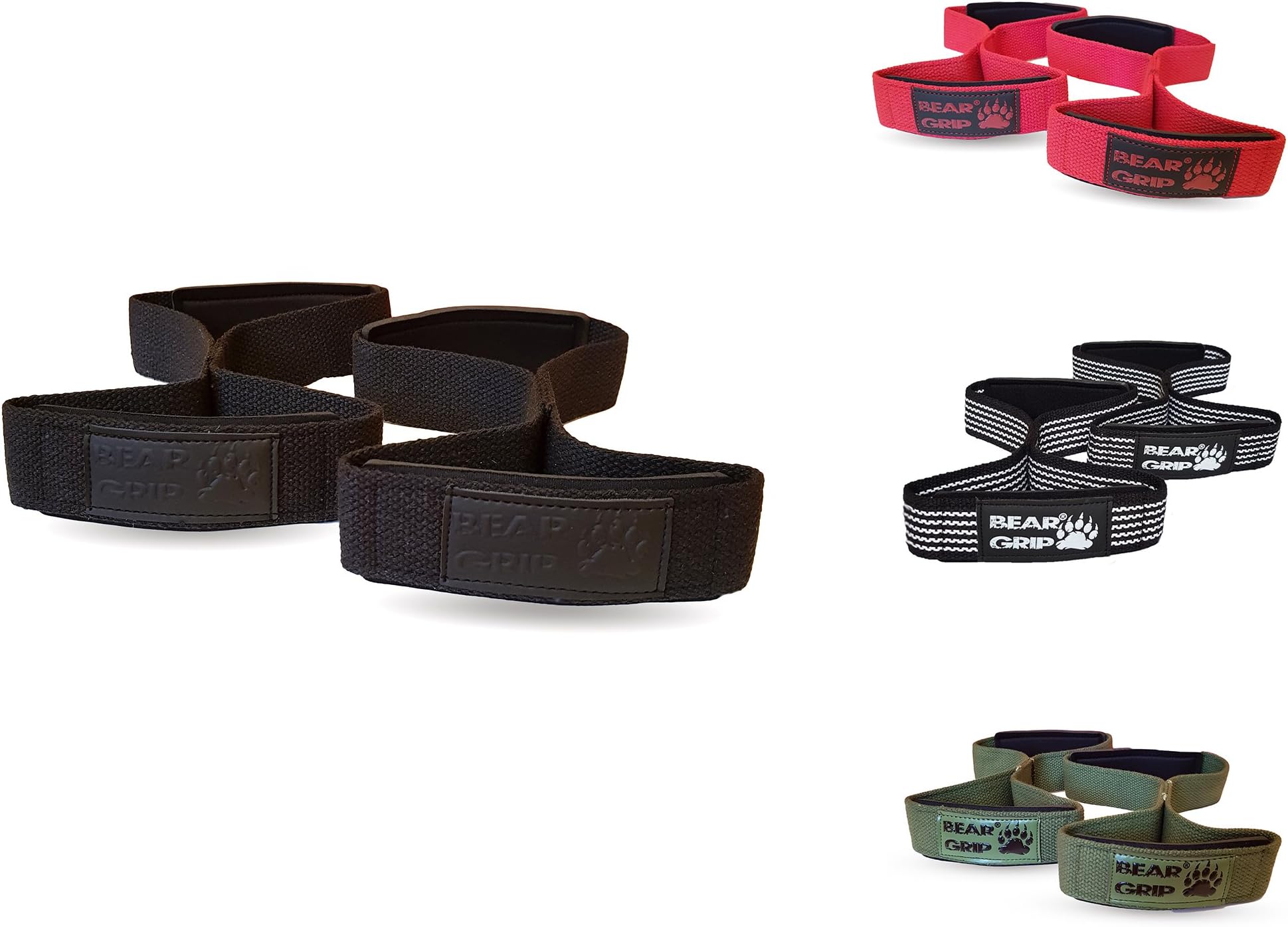 BEAR GRIP - Premium Figure 8 weight lifting straps (sold in pairs)
