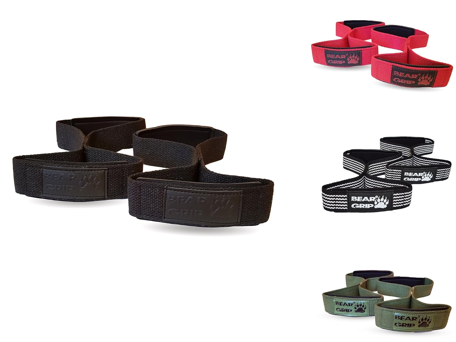 BEAR GRIP Premium Figure 8 weight lifting straps (sold in pairs