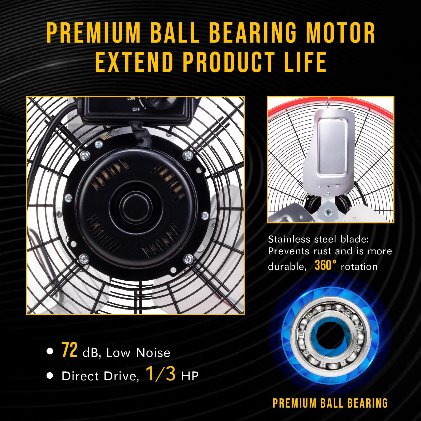 Tornado 24 Inch High Velocity Heavy Duty Tilt Metal Drum Fan Wide Version Red Commercial, Industrial Use 3 Speed 8800 CFM - 8 FT Cord UL Safety Listed