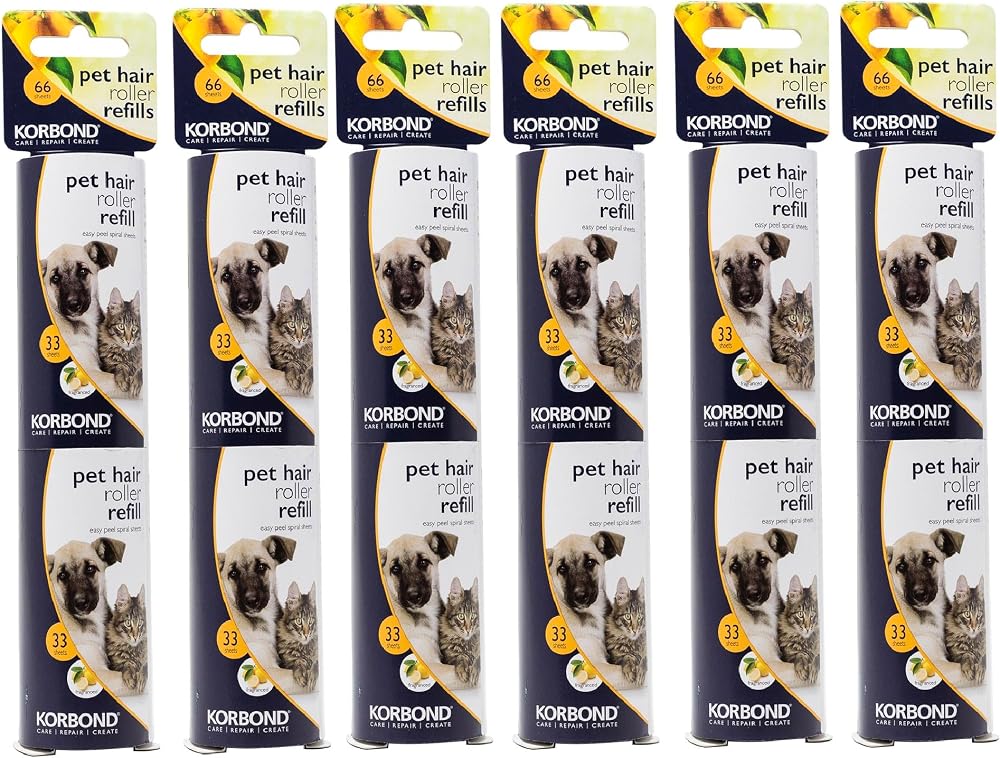 Korbond 12 Pack 9.8m PET SAFE Lint Roller Refills Citrus Scent 396 Sheets