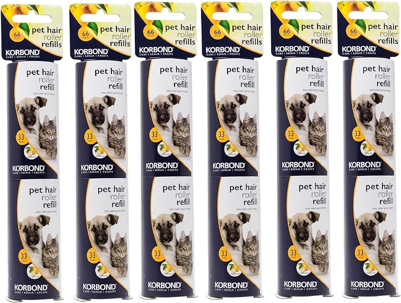 Korbond 12 Pack 9.8m PET SAFE Lint Roller Refills Citrus Scent 396 Sheets