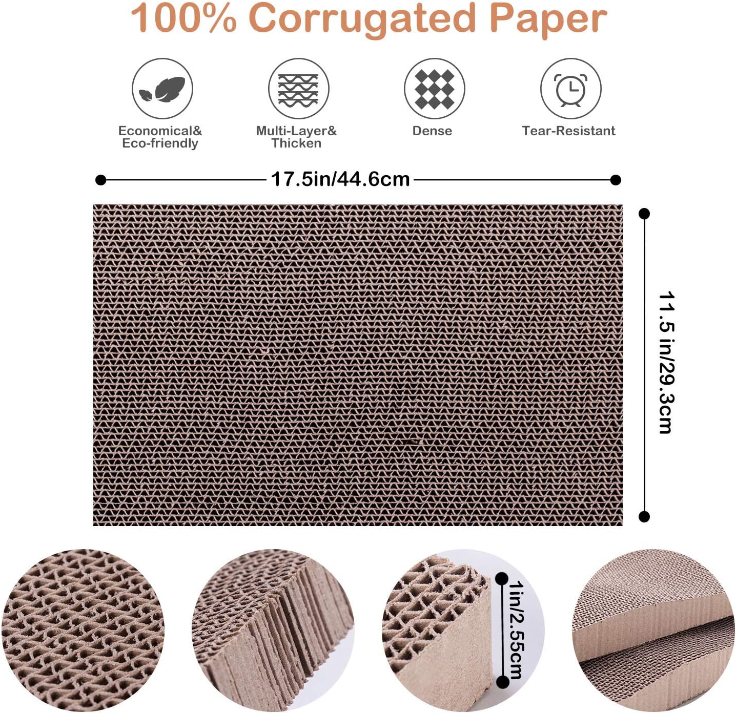 WellQ 12" XL Wide Cat Scratcher Cardboard 4PCS Reversible Cardboard Cat Scratching Pads with Cat Scratcher Box… : Pet Supplies