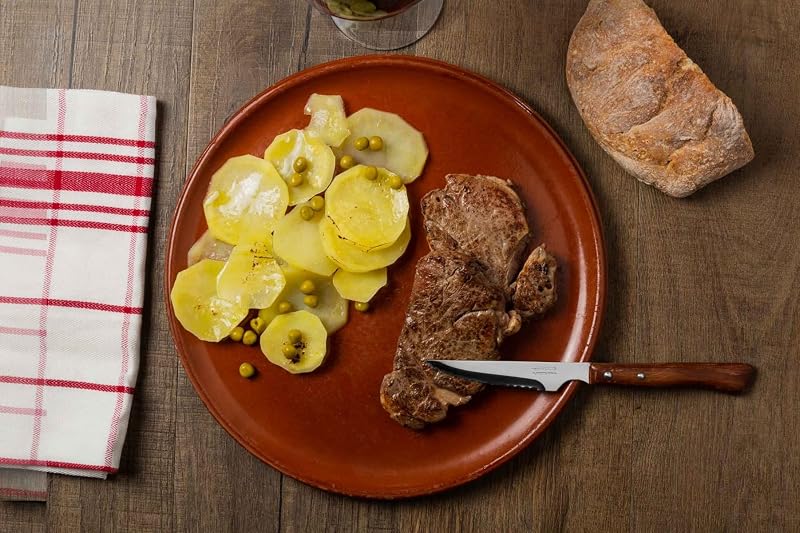 Steakmesser-Set 6-teilig - Perlschliffklinge zum Schneiden und Filetieren von Fleisch, Edelstahlklinge und Griff aus Buchenholz - Serie Mesa