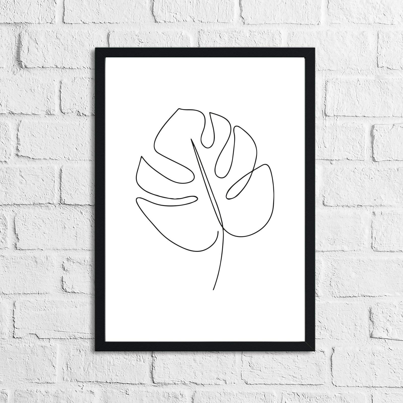 JasonCarlMorgan Winster Creations Tropical Leaf Simple Line Work Living Room Toilet Bedroom Wall Decor Print A3 High Gloss