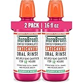TheraBreath Anticavity Fluoride Oral Rinse Mouthwash, Fights Cavities, Strengthens Enamel and Freshens Breath, Dentist-Formulated, Alcohol-Free, Sparkle Mint Flavor, 16 fl oz, Pack of 2