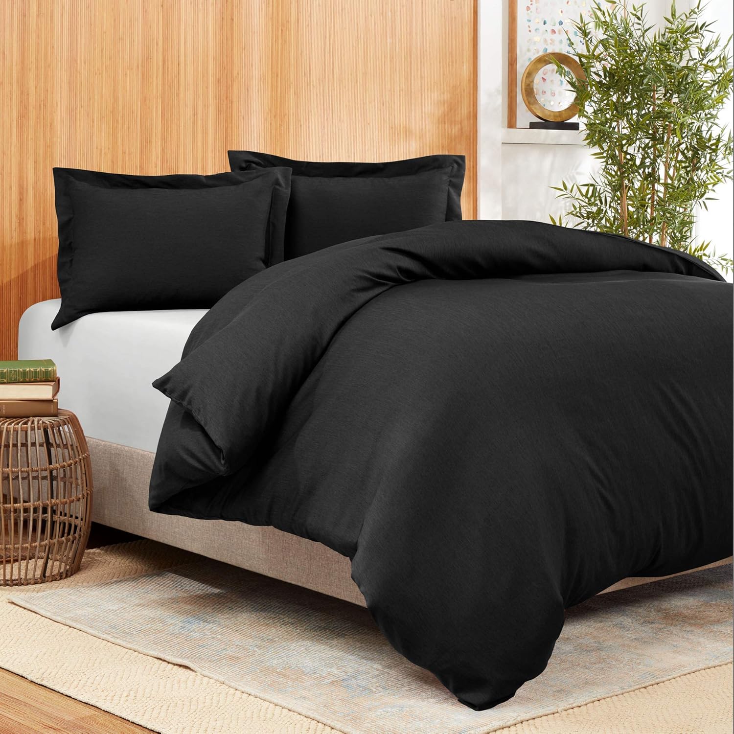 Amazon Com Laxlinen Super Quality 3pc Duvet Cover Set Emperor Wyoming King Black Solid 450 Thread Count Home Kitchen