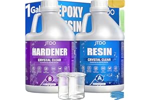 JTDO Epoxy Resin - 128OZ(3.78L) Crystal Clear, Self-Leveling, Bubbles Free, UV Resistant, Epoxy Resin Kit for DIY Art, Jewelr