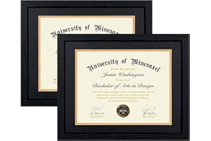 Minesaxel 11x14 Diploma Frame with 8.5 x 11 Black Mat Fits Certificate Document, 8.5x11 Degree Frame for Wall or Tabletop Display(2 Pack)