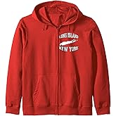 Long Island New York Varsity Letter Style Zip Hoodie