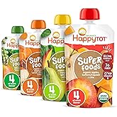 HAPPYTOT Organics Stage 4 Baby Food Pouches, Gluten Free, Vegan Snack, SuperFoods Fruit & Veggie Puree & Chia Variety Pack, 4.22 Ounce (Pack of 16), Amazon Exclusive