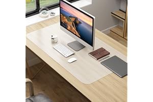 NATRKE Clear Desk Mat Pad, Transparent Computer Desk Mat Plastic Desktop Protector, PVC Writing Pad with Round Edge, Waterproof Wipeable Non-Slip Table Protector for Home Office, Frosted 23.6"x15.7"