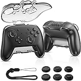 NEWDERY Hard Carrying Case for Nintendo Switch 2 Pro Controller, Protective Travel Organizer, Thickened Shockproof PC Shell with Frosted Anti-Scratch Finish, Includes 6 Thumb Grips & Hand Strap, Black