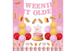 Kreatwow A Weenie Bit Older Birthday Decorations for Girls Pink A Weenie Bit Older Banner Hot Dog Party Graland with Foil Fri