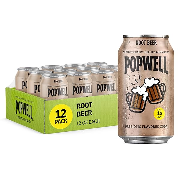 POPWELL ROOT BEER BETTER-FOR-YOU PREBIOTIC SODA, WITH 6G...