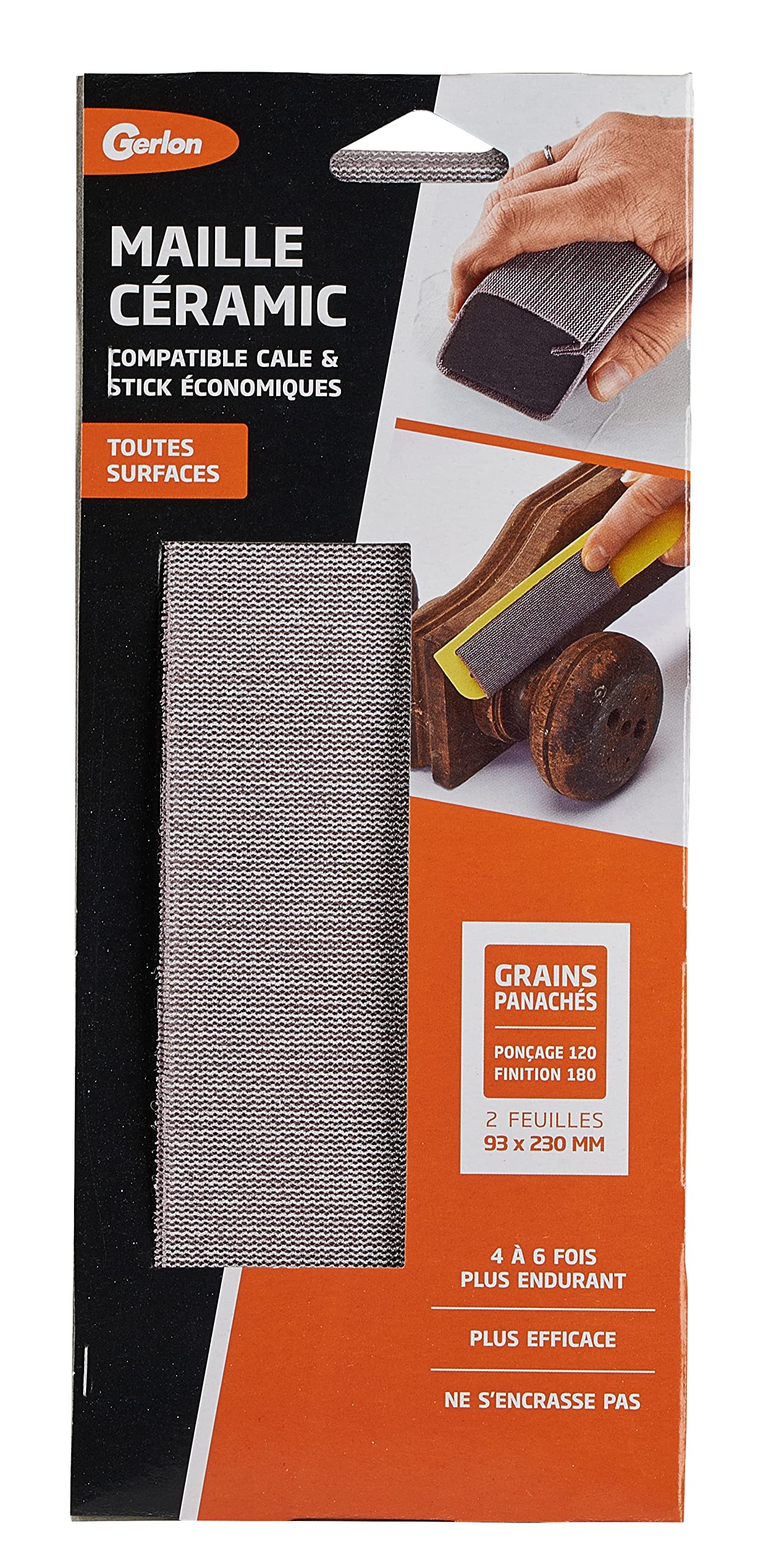 2 Sandpaper Super Resistant Sandpaper Ceramic Mesh Grit 93 230 mm Grit 120 & 180