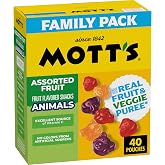 Mott's Animals Fruit Snacks, Family Pack, Assorted Fruit, 32 oz, 40 ct (Pack of 4)