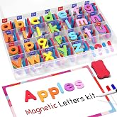 Gamenote Magnetic Alphabet Letters Kit, 238 Pcs with Magnet Board | Full-cover foam magnets, Double-sided dry erase board, Organized storage, Upper and lower letters for phonics &amp; CVC practice