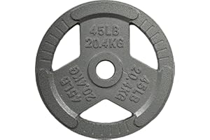 Yes4All Tri-Grip Handles Cast Iron Olympic Weight Plates, 2-Inch Weight Plates for Weight Lifting with Smooth and Durable Finish, Suitable for Strength Training Exercises (Single, Pair and Set)