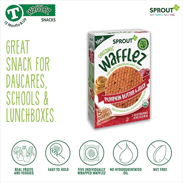 SPROUT ORGANIC PUMPKIN BUTTER & JELLY WAFFLEZ BABY FOOD, 0.63 OZ, 5 CT