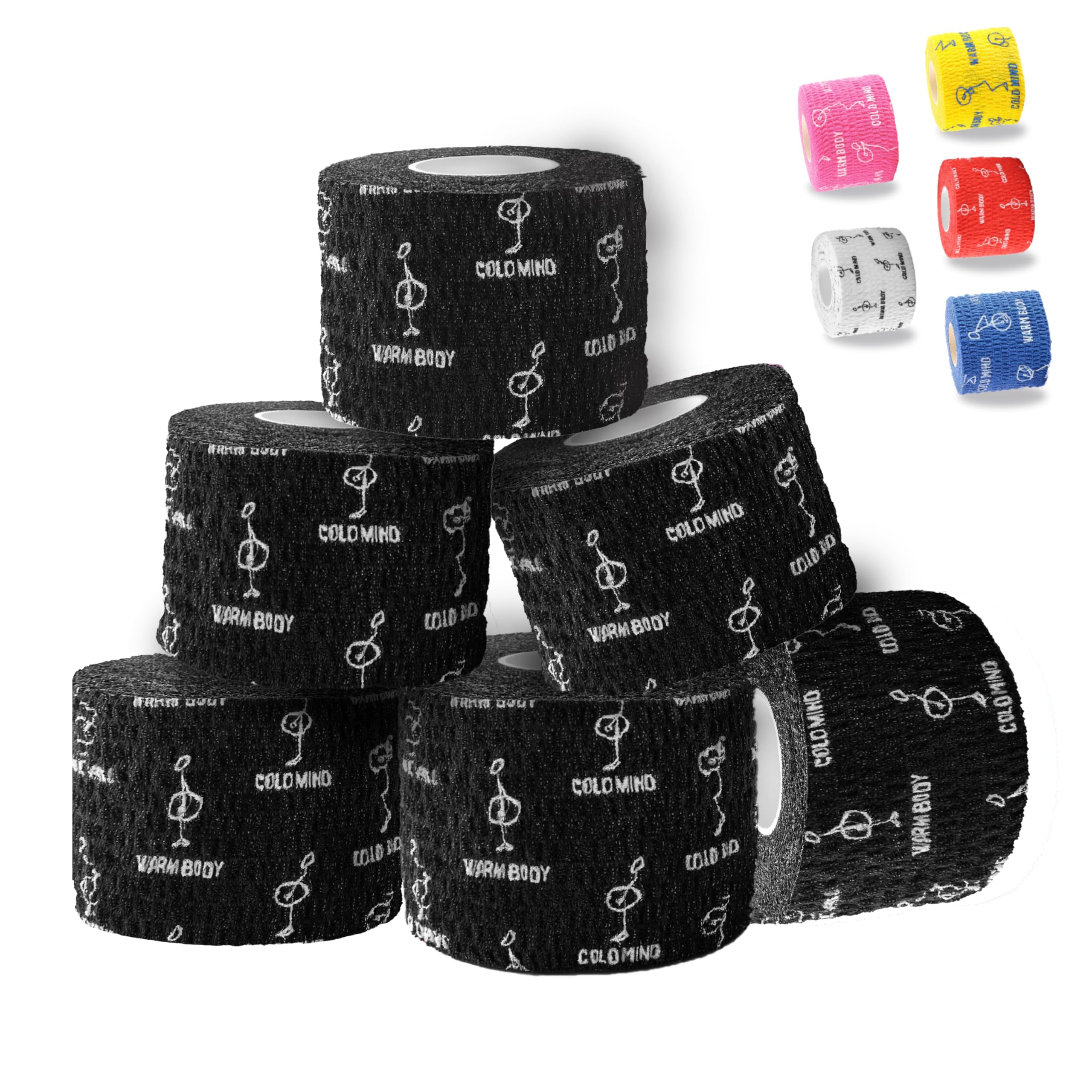 WARM BODY COLD MIND Weight Lifting Thumb Tape - Hook Grip Tape for Crossfit, Weightlifting Powerlifting Deadlift, Sticky & Stretchy Athletic Grip Tape (6 Rolls Black, 19ft x 1.85in) — image 1