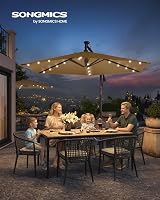 SONGMICS Cantilever Garden Parasol Umbrella 3m with LED Lights Taupe view 2