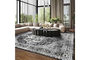 QD-Udreamy Area Rugs for Living Room - 5x7 Area Rugs, Machine Washable Rugs 5x7, Non-Slip, Stain Resistant Soft Boho Vintage Large Carpet Low Pile Thin Rugs for Living Room Bedroom