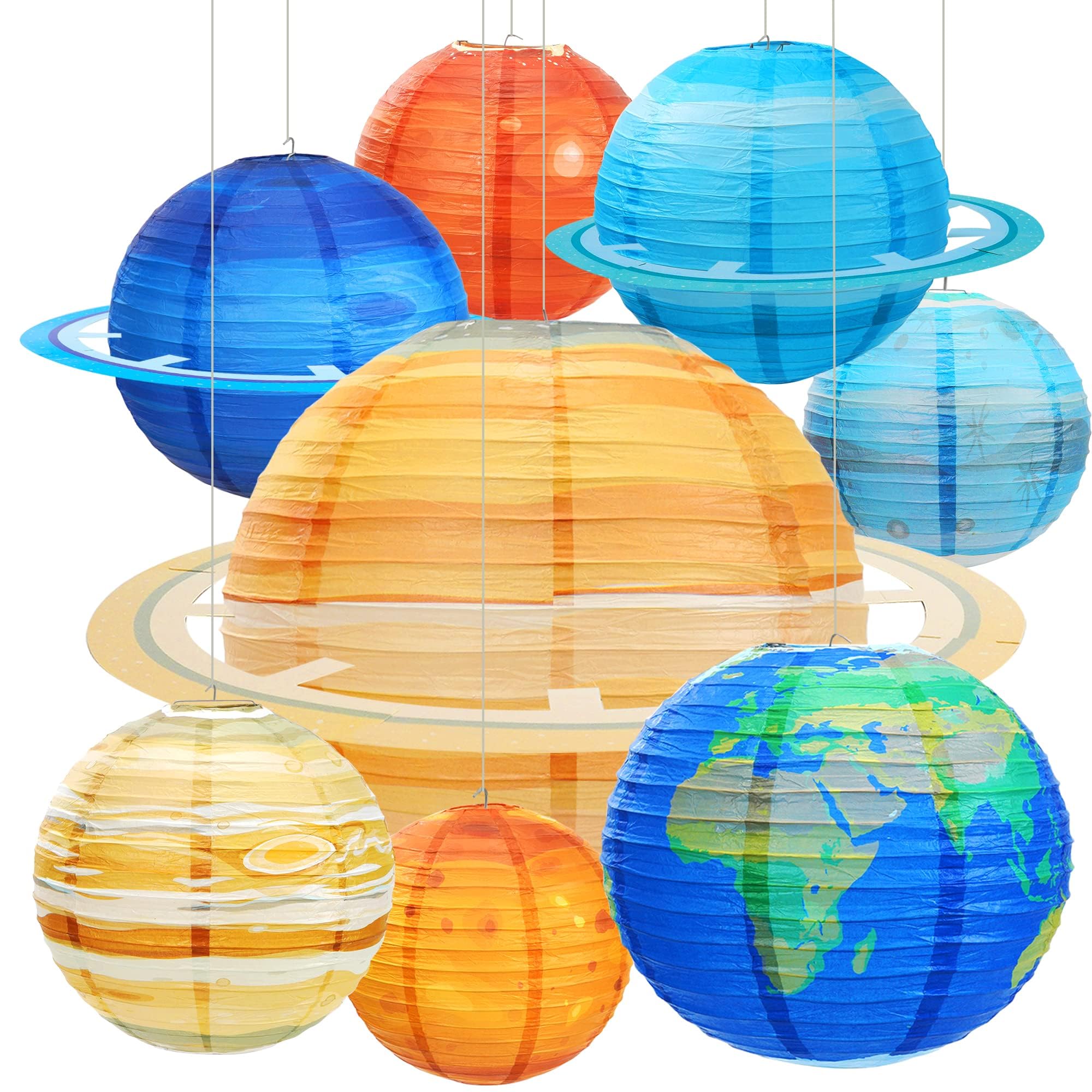 Photo 1 of Space Paper Lanterns 8PCS 12 Inch Hanging Planets Lantern Out of This World Space Lanterns Solar System Planet Earth Lanterns for Kids Outer Space Theme Party Supplies Home Decor Birthday Decorations