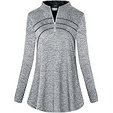 MOQIVGI Womens Long Sleeve Workout Tops Casual Sports Gym Yoga Running Half Zip Pullover