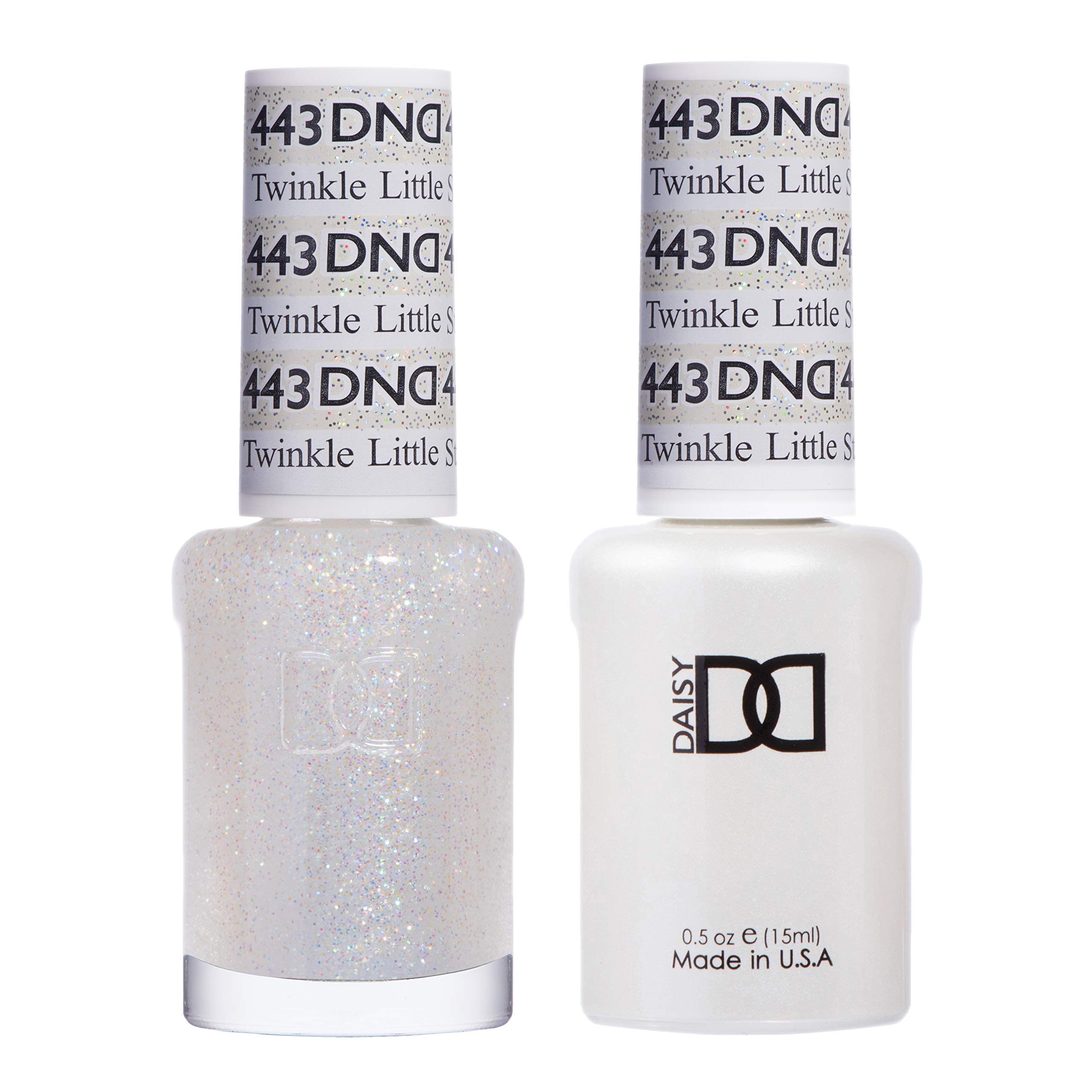 DND Gel Polish Set, Multi Glitter Collection, UV/LED Gel Polish and Air Dry Nail Lacquer, Matching Chip-Free Polish Duo, 443 Twinkle Little Star, 0.5 Fl Oz