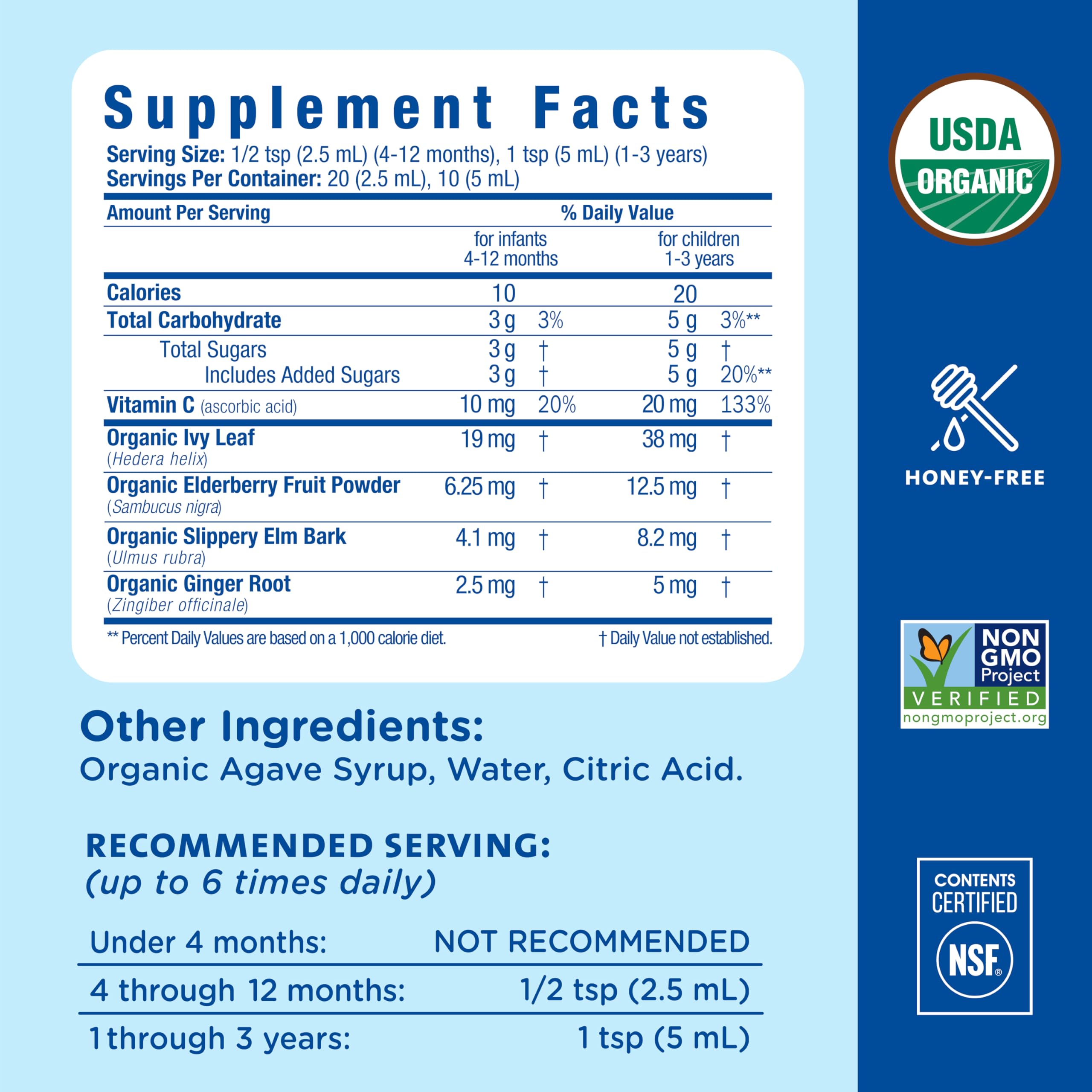 Mommy's Bliss Organic Baby Cough Syrup and Mucus + Immunity Support, Contains Organic Agave and Ivy Leaf, Made for Babies 4 month+, 1.67 Fluid Ounces