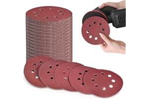 150pcs Sandpaper Set 5 inch 8 Holes Sanding Discs 60 80 100 120 150 180 240 320 400 600 Grit Round Sandpaper Assorted for Ran