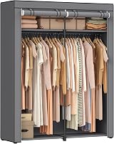 SONGMICS Clothes Wardrobe Portable Fabric Wardrobe 2 Hanging Rails 140x43x174