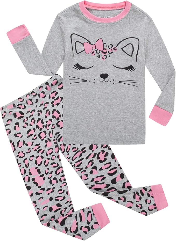 Dolphin&Fish Girls Pajamas Toddler Cotton 2 Piece Pjs Kids