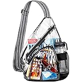 HULISEN Clear Sling Bag, Clear Bag Stadium Approved, Transparent Shoulder Crossbody Backpack Chest Casual Daypack