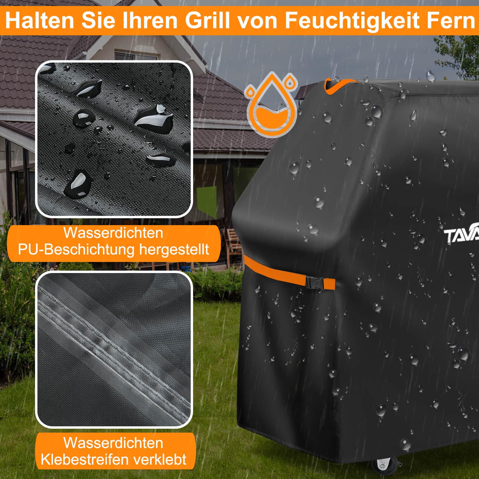 Tavaler Grillabdeckung Wetterfest-140x65x120 cm Grill Abdeckhaube 420D Oxford-Stoff Grillhaube Gasgrill Abdeckung Grill Schutzhülle für Weber, Enders, Char Broil Serie 4