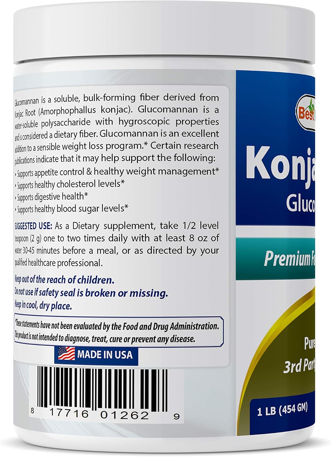 Best Naturals Konjac Root Glucomannan Powder (Non-GMO) - Promotes Healthy Metabolism & Weight Management - 1 Pound: Health & Personal Care