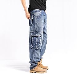LUOBANIU Men's Baggy Jeans Hip Hop Loose fit 90s