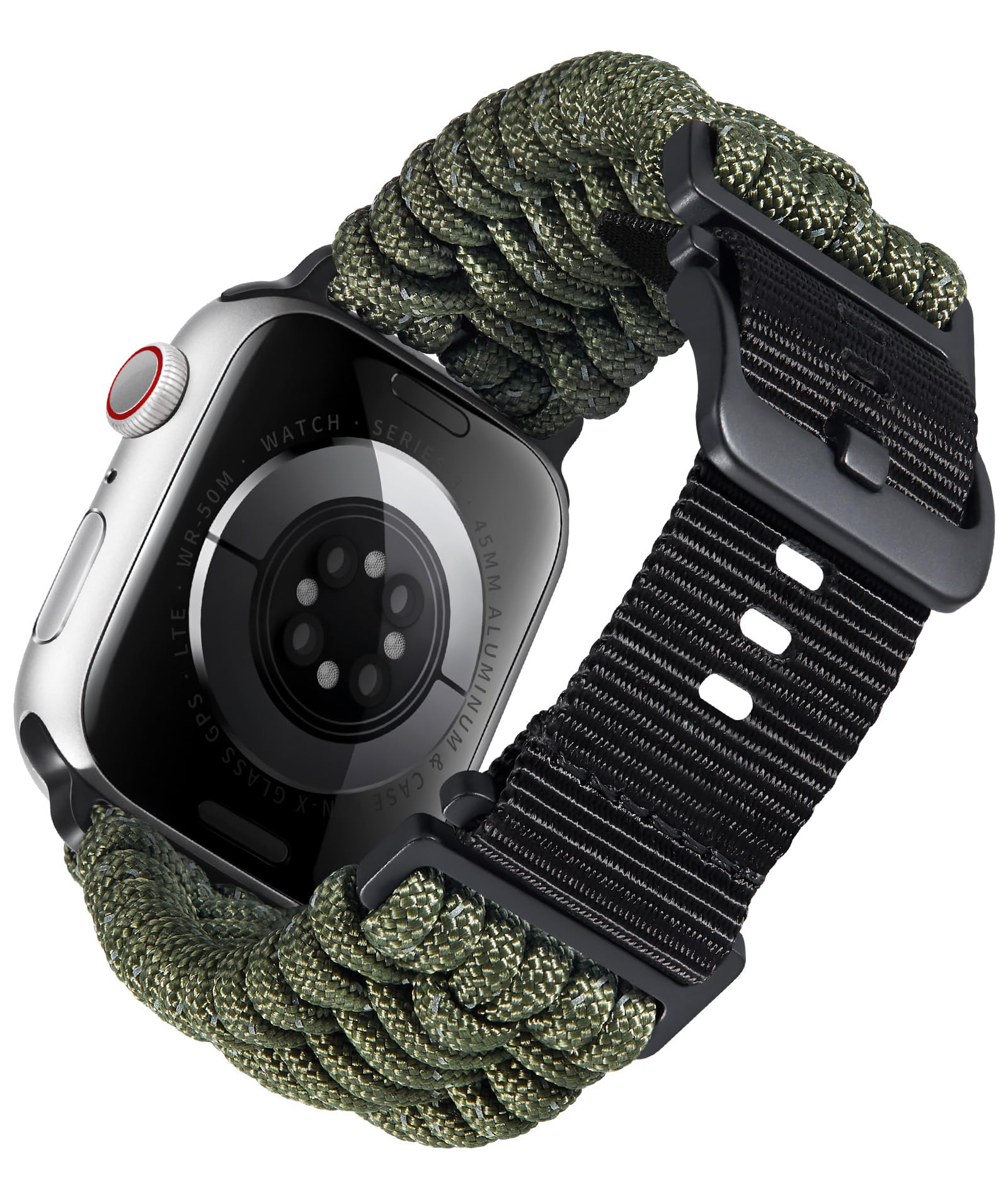 BINLUN Compatible with Apple Watch Strap 49mm 46mm 45mm 44mm 42mm, Military Braided Paracord Nylon Replacement Sport Band Fit for iWatch Ultra3 Ultra2 Ultra SE3 Series 11/10/9/8/7/SE2/SE/6/5/4/3/2/1