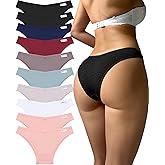 FINETOO Womens Cotton Underwear Sexy Stretch Bikini Panties Low Rise Hipster Ladies Soft V-Waist Cheeky