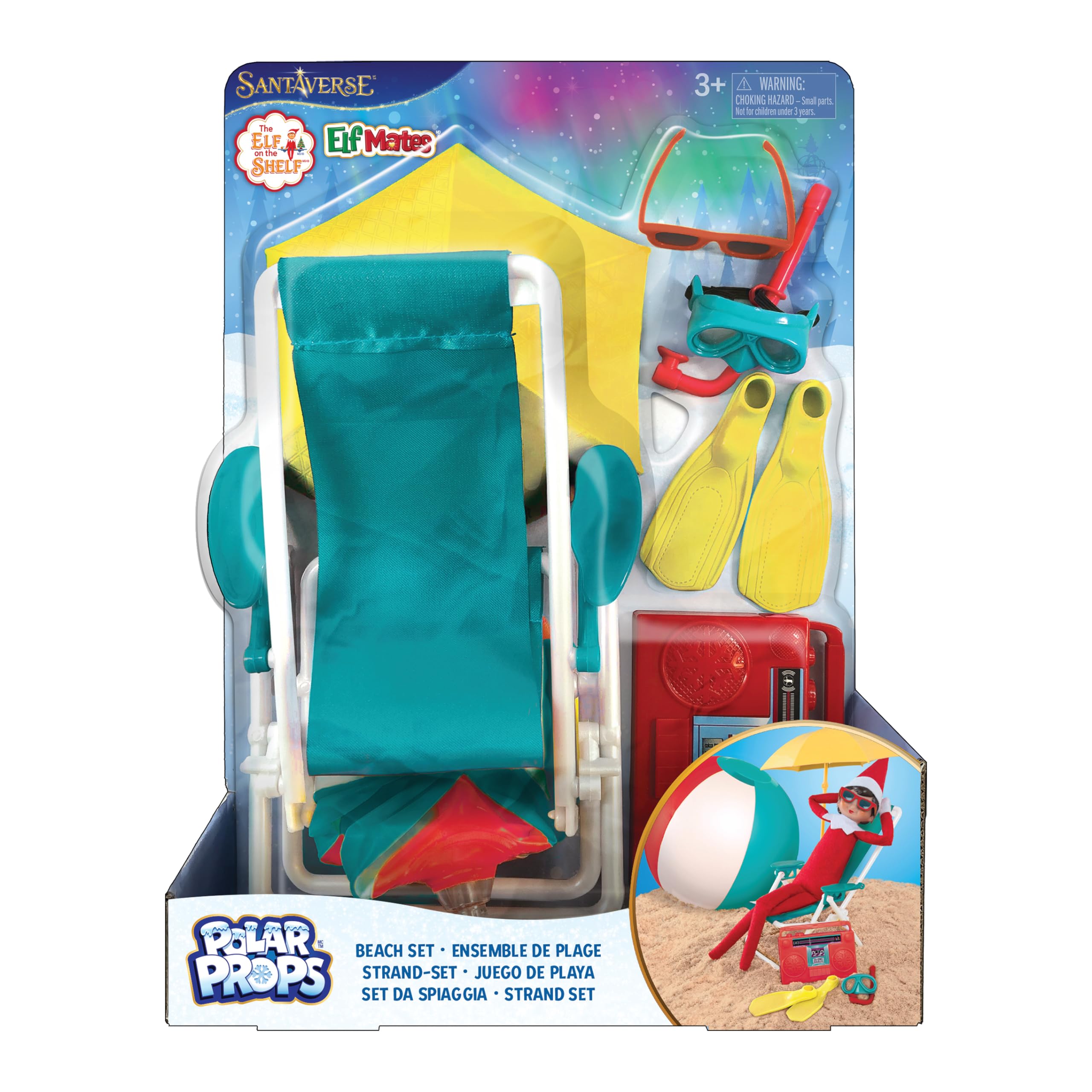 The Elf on the Shelf Beach Vacation Set - 8-Piece Beach Accessories for Your Scout Elf - includes Beach Chair, Umbrella, and More - for Ages 3 Years and above, Green