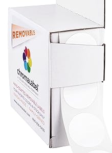 ChromaLabel 1 Inch Round Removable Color-Code Dot Stickers, 1000 per Dispenser Box, White