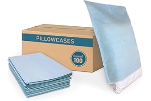 BodyMed Disposable Pillowcases (Tissue/Poly) – Disposable Pillow Cases – Medical Paper Pillowcases – Case of 100 – 21" x 30" – Blue