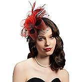 Cizoe Kentucky Derby Fascinators for Women High Tea Party Hat Wedding Cocktail Flower Headware with Mesh and Feathers