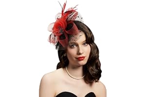 Cizoe Kentucky Derby Fascinators for Women High Tea Party Hat Wedding Cocktail Flower Headware with Mesh and Feathers