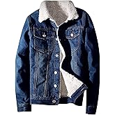 Springrain Men's Sherpa Fleece Lined Denim Jacket Warm Winter Trucker Jacket Cowboy Jean Jacket