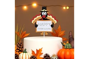 Sleyberoy Thanksgiving Turkey cake Toppers - Autumn Harvest Themed, Pumpkin Leaves Pine Cone Cups, Thanksgiving Birthday, Anniversary Themed Decorations (Turkey)