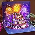 INPHER Birthday Cards Fireworks Pop Up Cake Light and Music Happy Birthday Card Gift for Women, Men, Mom, Grandma